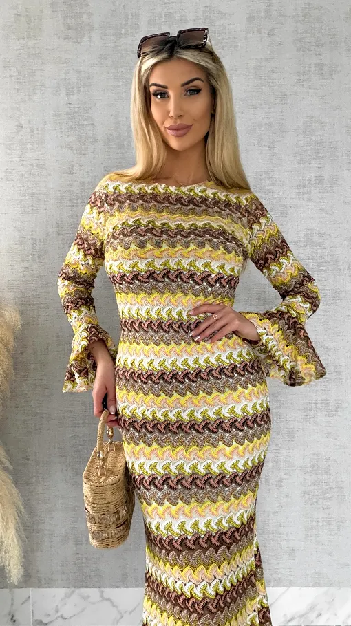 Ażurowa MAXI sukienka z odkrytymi plecami - R511