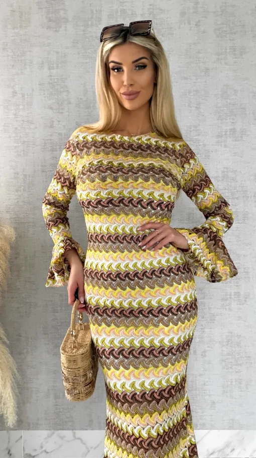 Ażurowa MAXI sukienka z odkrytymi plecami - R511