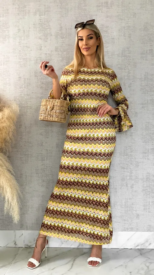 Ażurowa MAXI sukienka z odkrytymi plecami - R511