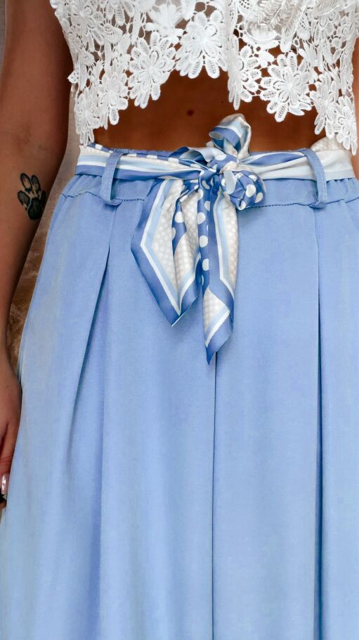 Modne wiosenne spodnie KULOTY jasno niebieskie ONE SIZE - R959