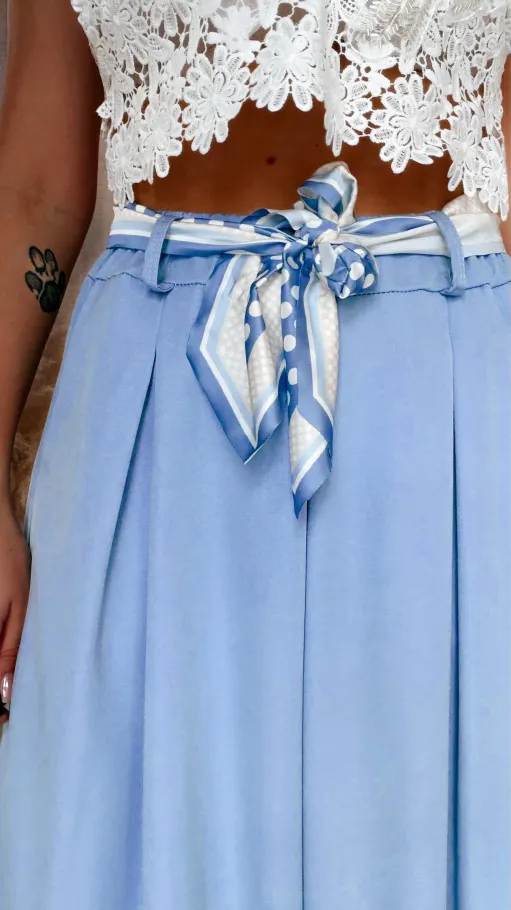 Modne wiosenne spodnie KULOTY jasno niebieskie ONE SIZE - R959