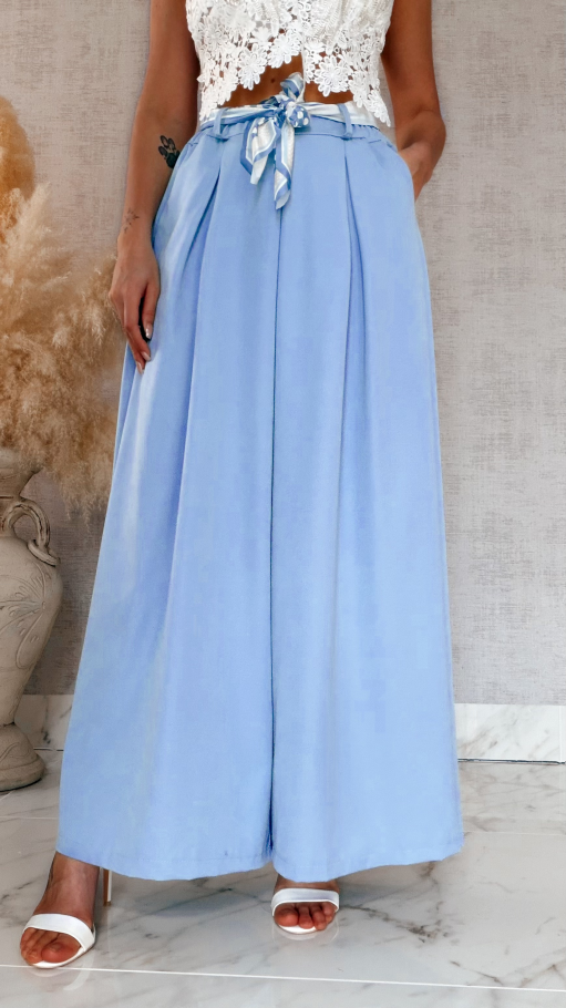 Modne wiosenne spodnie KULOTY jasno niebieskie ONE SIZE - R959