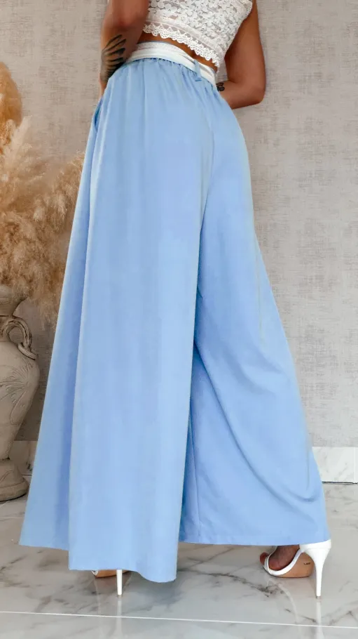 Modne wiosenne spodnie KULOTY jasno niebieskie ONE SIZE - R959