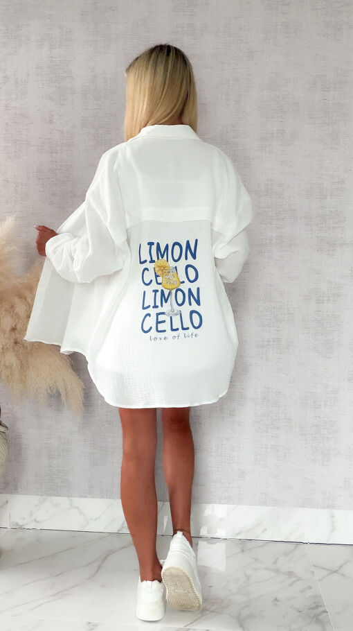 Muślinowa biała koszula LIMONCELLO 100% bawełna - S138