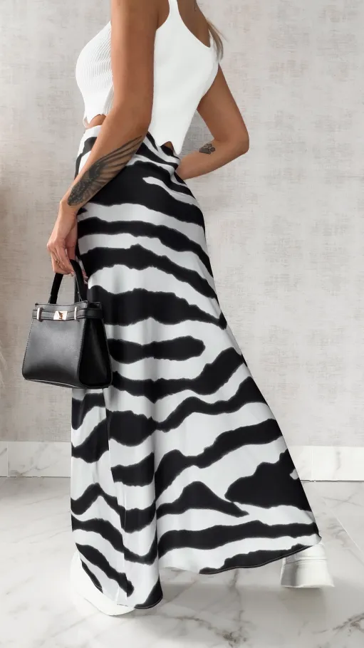 Długa spódnica ZEBRA z gumką w pasie - R457