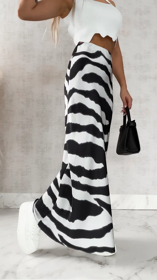 Długa spódnica ZEBRA z gumką w pasie - R457