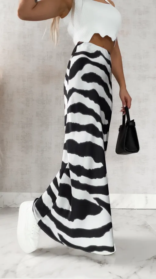 Długa spódnica ZEBRA z gumką w pasie - R457