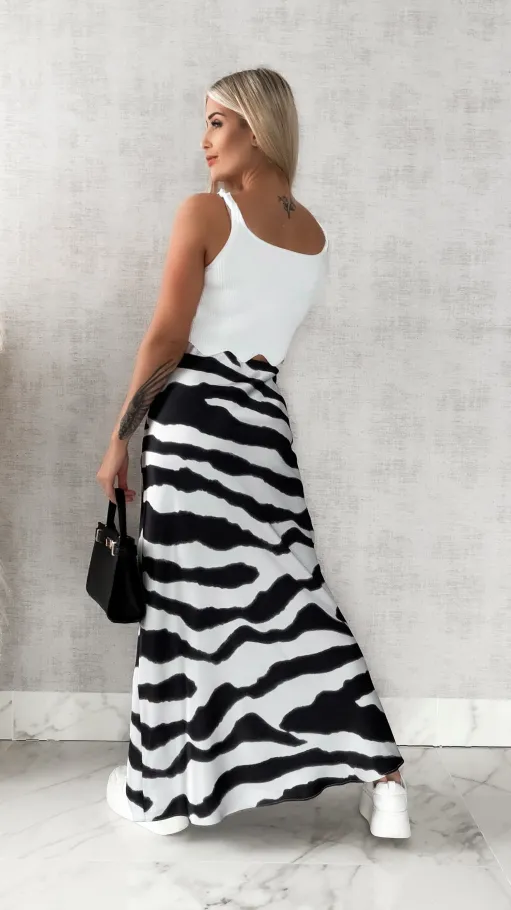 Długa spódnica ZEBRA z gumką w pasie - R457